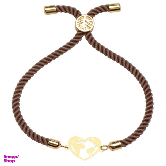 دستبند طلا 18 عیار زنانه کرابو طرح کره زمین و قلب مدل kr100142