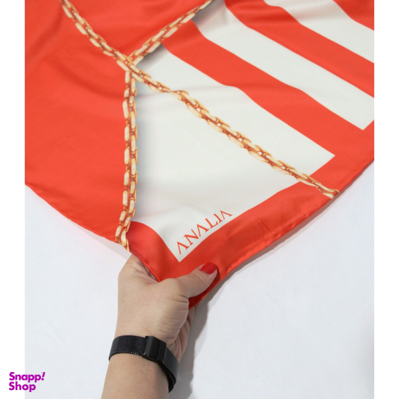 روسری زنانه آنالیا مدل ابریشم دست دوز طرح زنجیری کلاسیک کد ana-2821