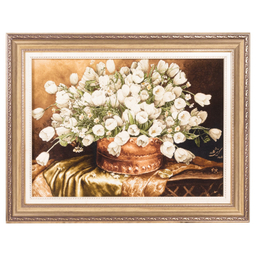 تابلو فرش دستباف سی پرشیا مدل گل لاله در گلدان مسی کد 903662