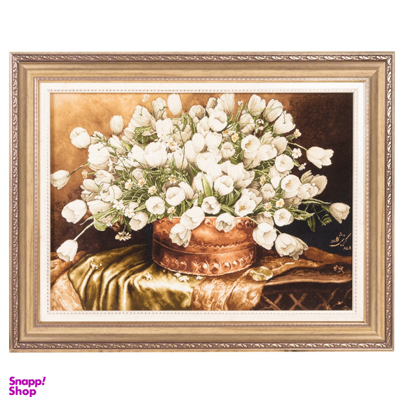 تابلو فرش دستباف سی پرشیا مدل گل لاله در گلدان مسی کد 903662