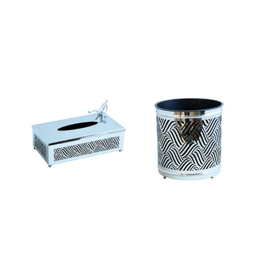 ست سطل و جای دستمال کاغذی سالینو مدل موج دار آدمک کد SS-9005390055