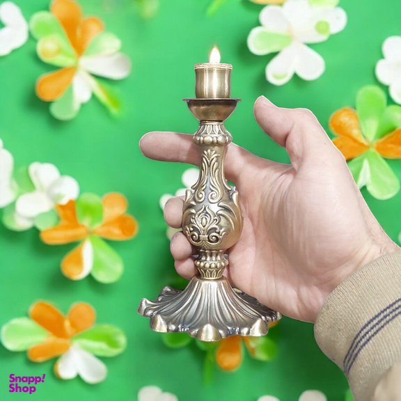 جاشمعی برنجی طرح آنتیک مجموعه 2 عددی