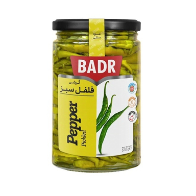 ترشی فلفل سبز بدر وزن 570 گرم