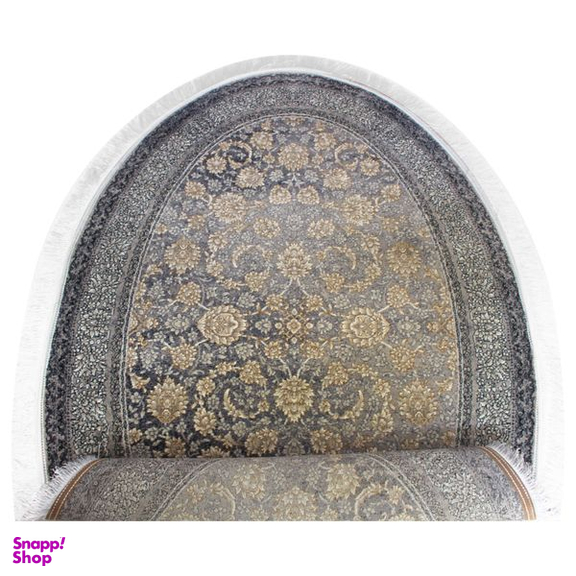 فرش ماشینی مدل بیضی طرح شاهگل زمینه ذغالی