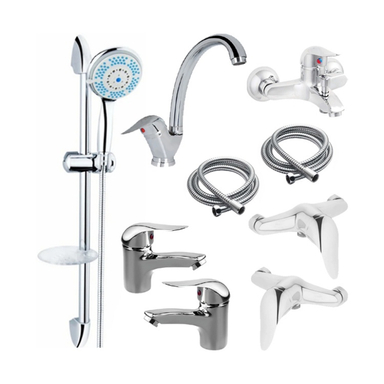 ست شیرآلات ایران گروه مدل نگین کد 208004 مجموعه 9 عددی