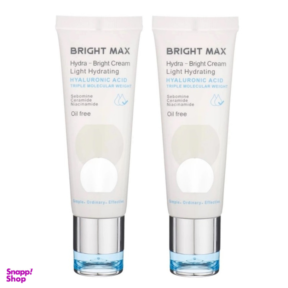 کرم آبرسان برایت مکس مدل هیالورونیک اسید مناسب پوست چرب و معمولی حجم 50 میلی لیتر بسته 2 عددی