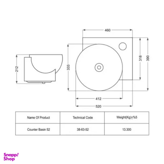 ست روشویی و کابینت مروا کابین مدل بیضی 52