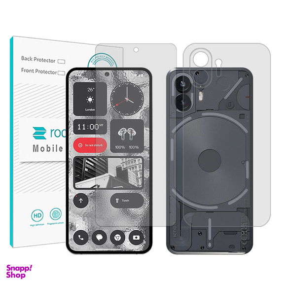 محافظ صفحه نمایش شفاف راک اسپیس مدل Resistant مناسب گوشی موبایل ناتینگ فون 2 به همراه محافظ پشت گوشی
