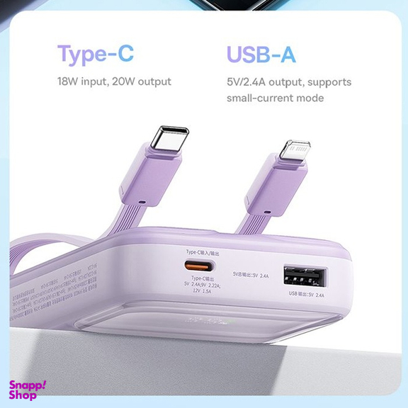 پاوربانک 22.5 وات بیسوس مدل Comet Series Dual-Cable ظرفیت 20000 میلی آمپر ساعت