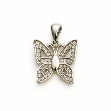 پلاک گردنبند نقره زنانه طرح پروانه کد 47817 PLK