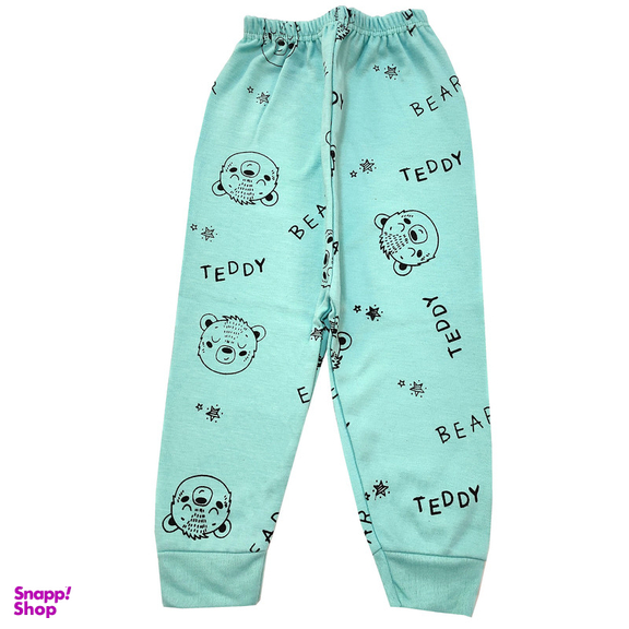 ست شومیز و شلوار نوزادی مدل خرس کد 3799 رنگ سبز آبی