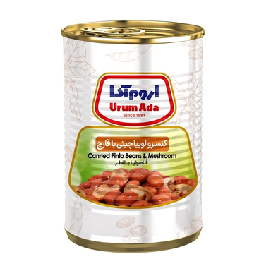 کنسرو لوبیا چیتی با قارچ اروم آدا وزن 390 گرم