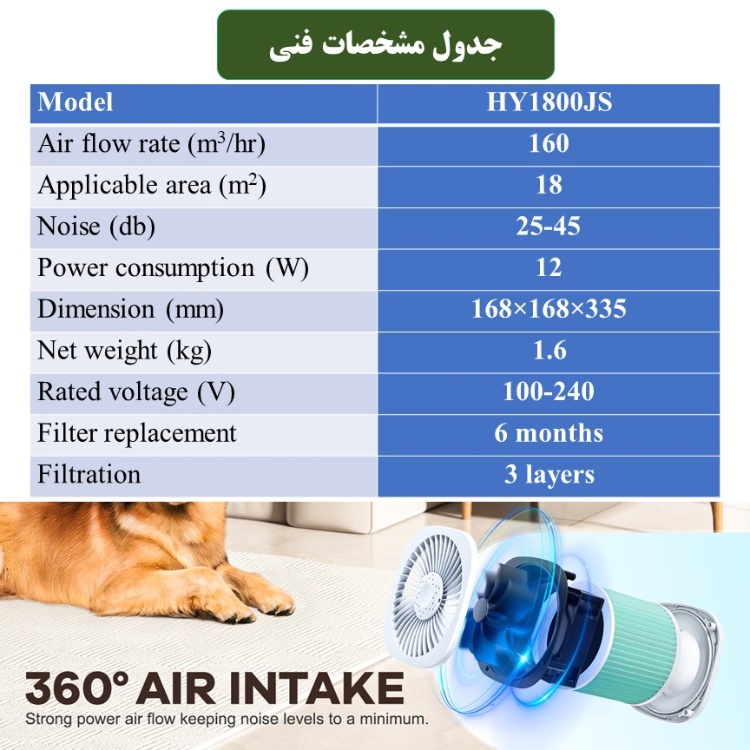 دستگاه تصفیه کننده هوا مدل HY1800JS