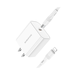 شارژر دیواری گوشی موبایل بروفون مدل BA57 به همراه کابل Type-C به Lightning