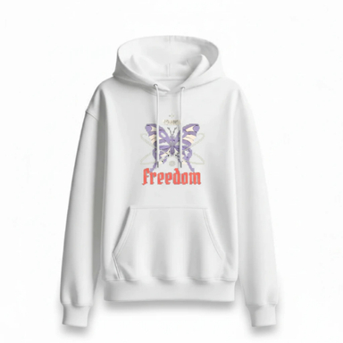 هودی زنانه طرح پروانه آزاد کد 9753 رنگ سفید