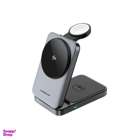 شارژر رومیزی مغناطیسی پاورولوژی مدل Qi2 Multi-Device Hub PWCUQC033