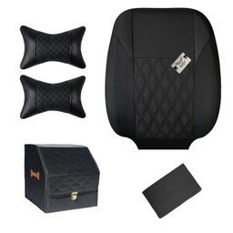 روکش صندلی خودرو سوشیانت مدل گوشواره ای به همراه پشت گردنی و باکس و دور فرمان مناسب پژو 206 و 207
