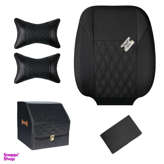 روکش صندلی خودرو سوشیانت مدل گوشواره ای به همراه پشت گردنی و باکس و دور فرمان مناسب پژو 206 و 207