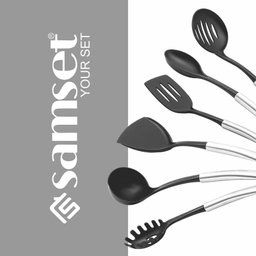 سرویس کفگیر و ملاقه 7 پارچه سام ست مدل دسته استیل