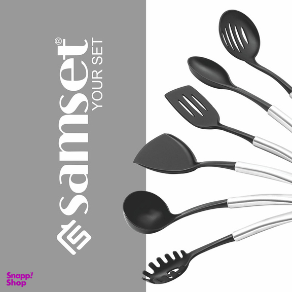 سرویس کفگیر و ملاقه 7 پارچه سام ست مدل دسته استیل