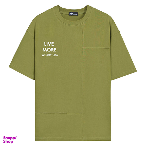 تیشرت زیگ مدل Live more رنگ سبز زیتونی