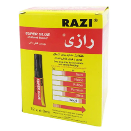 چسب قطره ای رازی مدل Super Glue حجم 3 میلی‌ لیتر مجموعه 12 عددی