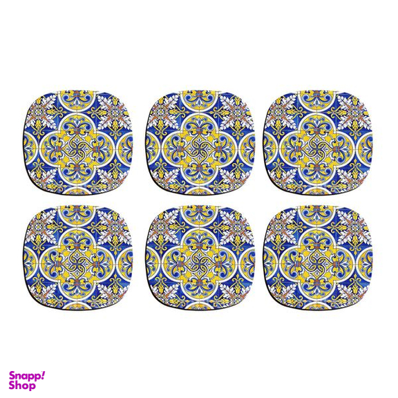 زیر لیوانی ترمه طراحان ایده مدل کاشی ایرانی کد CFP1276 بسته 6 عددی