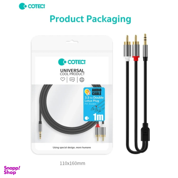 کابل تبدیل جک 3.5 میلی متری به دو RCA کوتتسی مدل 76010 طول 2 متر