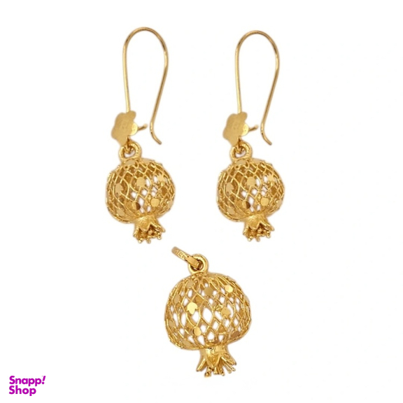 نیم ست طلا 18 عیار زنانه مدل انار طرح زَرنار