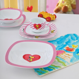 سرویس غذا خوری 5 پارچه کودک چینی زرین ایران سری کواترو مدل اسنوپی درجه عالی