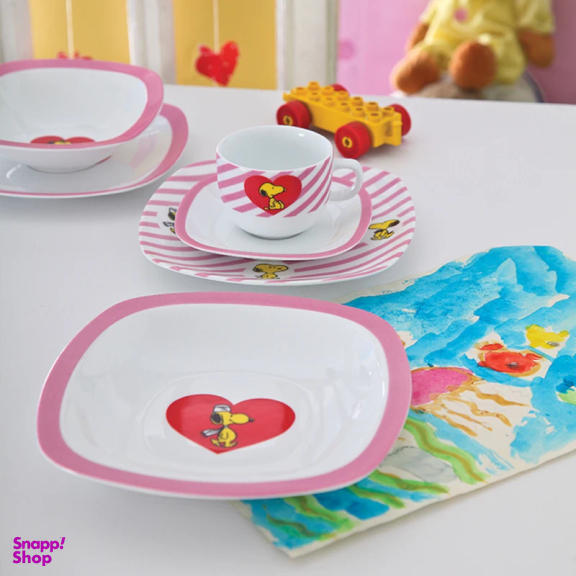 سرویس غذا خوری 5 پارچه کودک چینی زرین ایران سری کواترو مدل اسنوپی درجه عالی