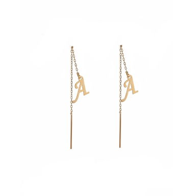 گوشواره بخیه ای طلا 18 عیار زنانه زرلاین مدل حرف A کد E-500029