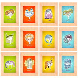 کارت پستال هدیه طرح ماه تولد کد gh.fa12 مجموعه 12 عددی