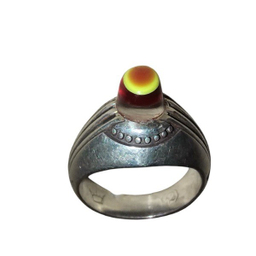 انگشتر نقره مردانه مدل آبگینه سرخ زرد