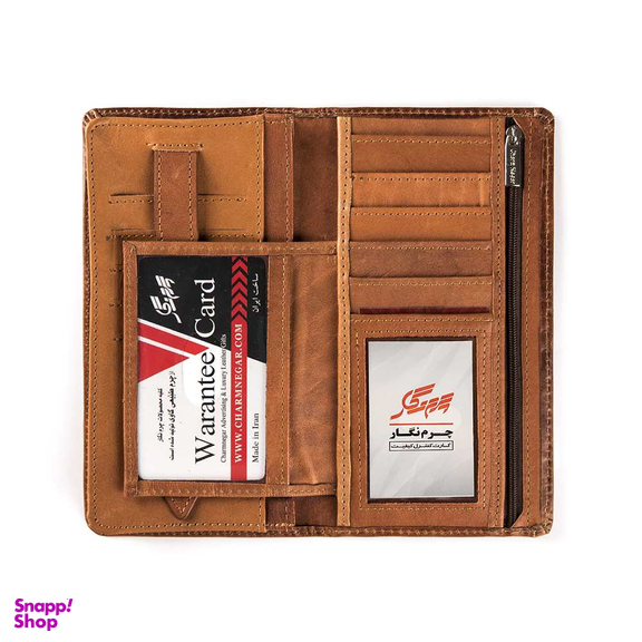 کیف پول چرم نگار طرح سیاه مشق کد 207013