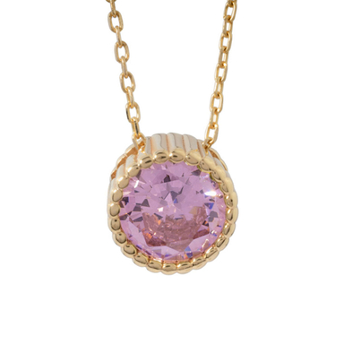 گردنبند طلا ۱۸ عیار زنانه داریم مدل تک نگین ساده صورتی