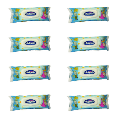 دستمال مرطوب کودک آدونیس مدل new هشت بسته 120 عددی