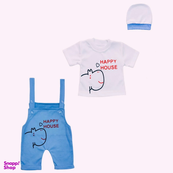 ست 3 تکه لباس نوزادی مدل Happy کد M01