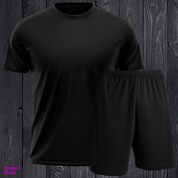 ست تیشرت و شلوارک اسپرت مردانه آلفامد کد TSH001 رنگ مشکی