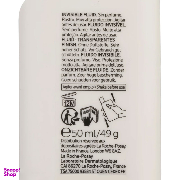 فلوئید ضد آفتاب بی رنگ لاروش پوزای مدل Invisible Fluid با SPF50 حجم 50 میلی لیتر