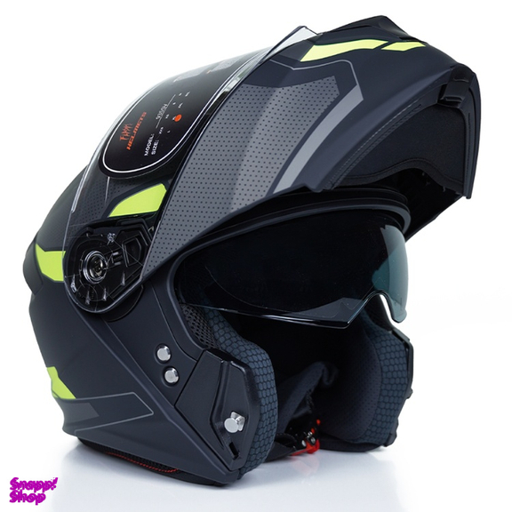 کلاه کاسکت بلوتوث دار فلش مدل 935sv black/neon yellow