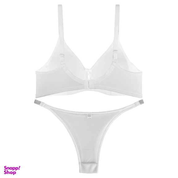 ست شورت و سوتین زنانه نوشه پوش مدل فنردار توری کد 90103 رنگ سفید