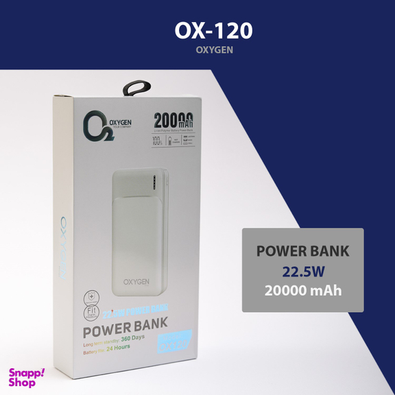 پاوربانک اکسیژن مدل OX120 ظرفیت 20000 میلی‌ آمپر ساعت