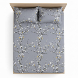 سرویس ملحفه کوکو جم مدل کشدار طرح شکوفه کد ni06051 180 دو نفره 3 تکه