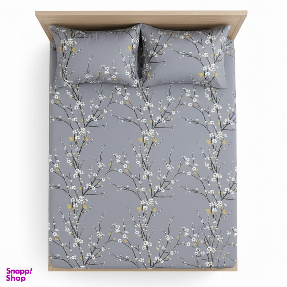 سرویس ملحفه کوکو جم مدل کشدار طرح شکوفه کد ni06051 180 دو نفره 3 تکه