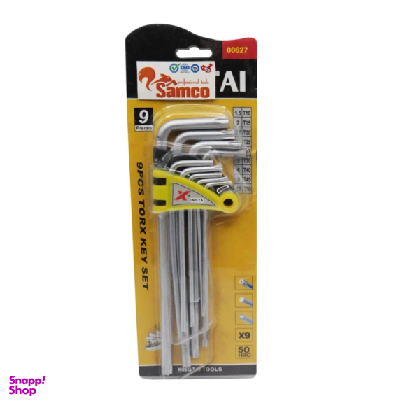 آچار آلن ستاره ای سامکو مدل YP-XTI-00627 مجموعه 9 عددی