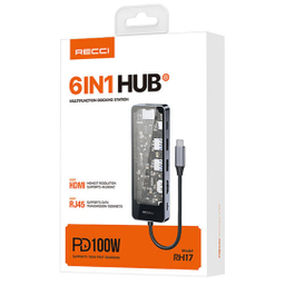 هاب 6 پورت Type-C رسی مدل RH17