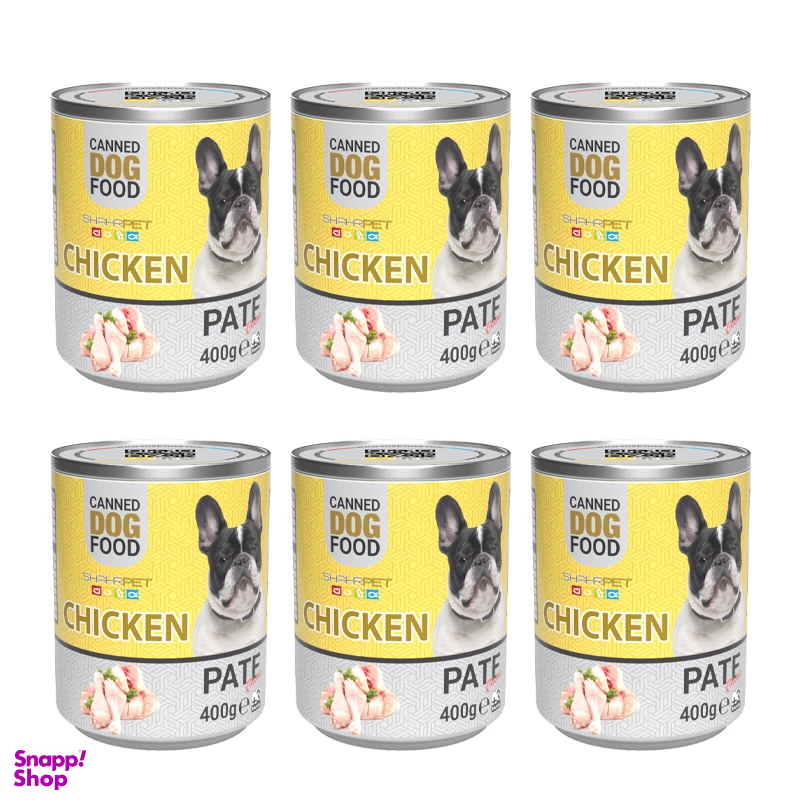 کنسرو سگ شهرپت مدل Chicken وزن 400 گرم بسته 6 عددی