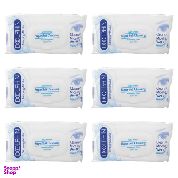 دستمال مرطوب دلفین مدل Skin Care مجموعه 6 عددی