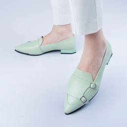 کفش روزمره زنانه چرم کاکتوس ws1038 مدل رنگ پسته ای